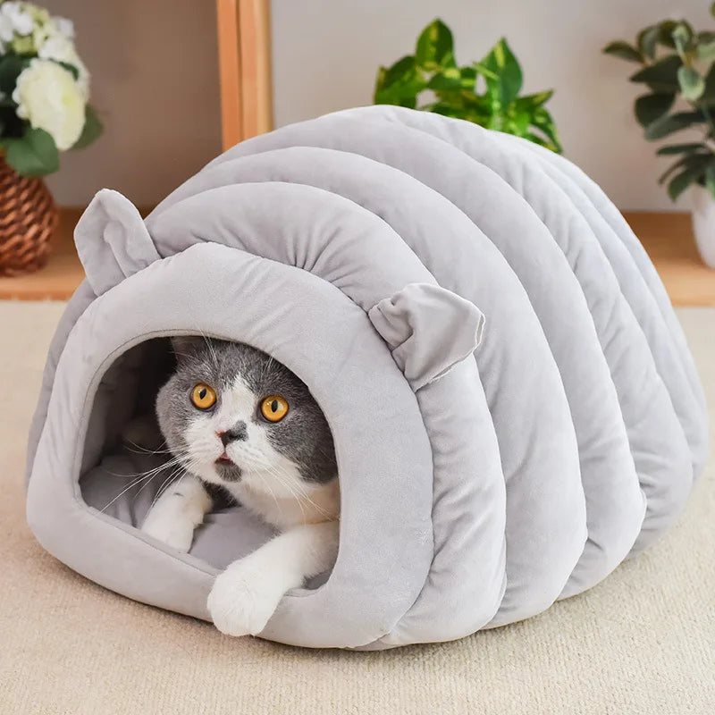 3 Styles Collapsible Cat Bed Pet Winter Plush Cat's House for Indoor Dogs Kennel Mat Small Dog Warm Cave Sleeping Bag Products