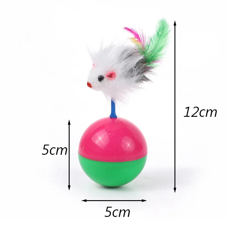 Tumbler Toy with Feather for Cats Interesting Pet Cat Products Funny Tumble Gaming Time Low Price Gifts Kitten Accessories