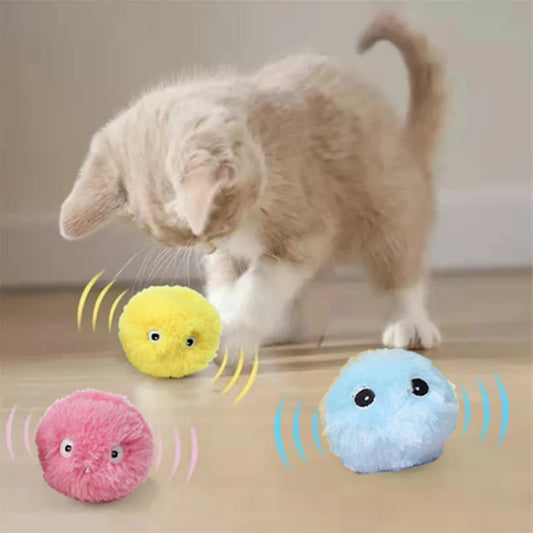 Kitten Touch Sounding Pet Product Squeak Toy Ball Cat Supplie Smart Cat Toys Interactive Ball Plush Electric Catnip Training Toy