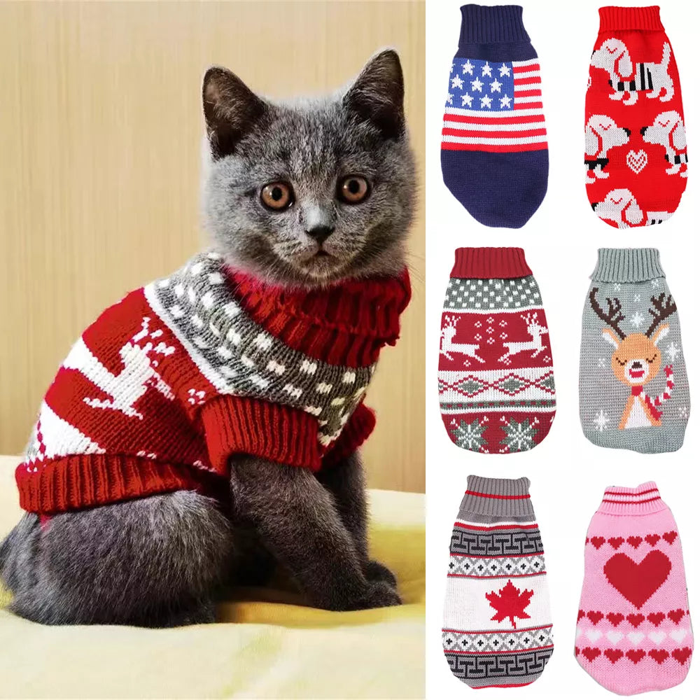 Cute Cat Sweater Costume Winter Warm Pet Clothes for Cats Katten Sphynx Pullover Mascotas Clothing Gatos Products for Animals
