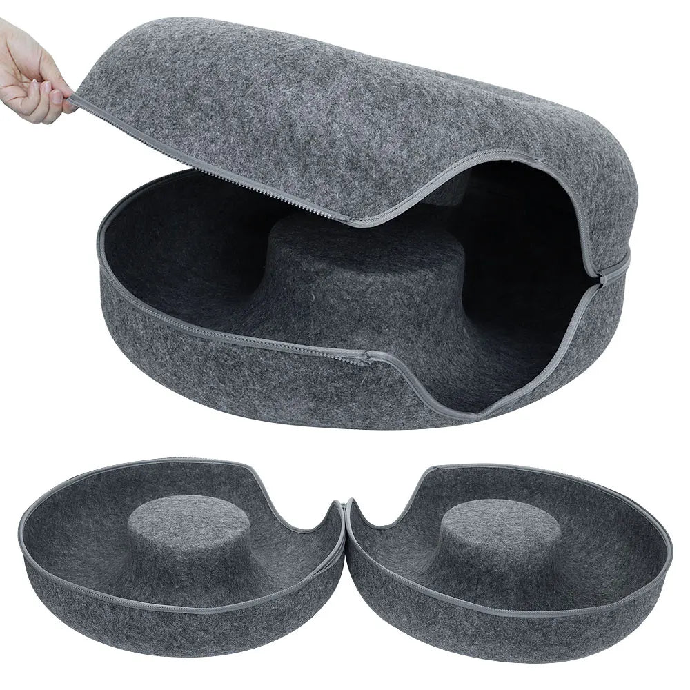 Pet Cat Tunnel Bed Indoor Cats House Cave Dual Use Interactive Toys Funny Round Kitten Exercising Products Cat Training Toy