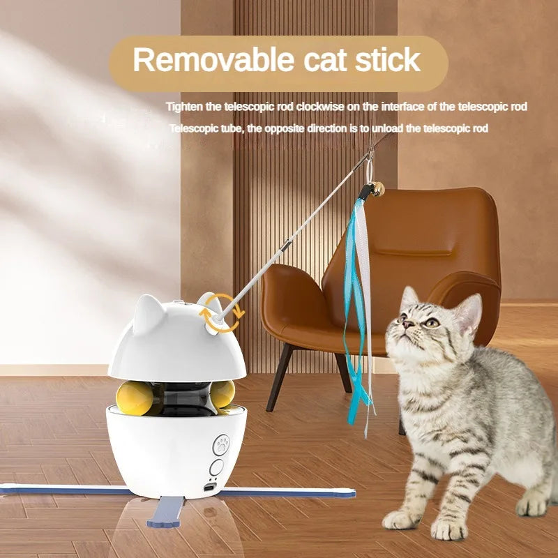 Electric Cat Turntable Intelligent  Laser Detachable Cat Teaser Stick 3 Rotation Modes Electric Pet Cat Toys