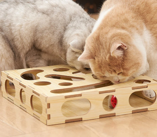 2022 NEW Wooden Cats Toy Maze Cat Toys with Bell Interactive Cat Intelligence Training Box Pet Products Cat Accessories