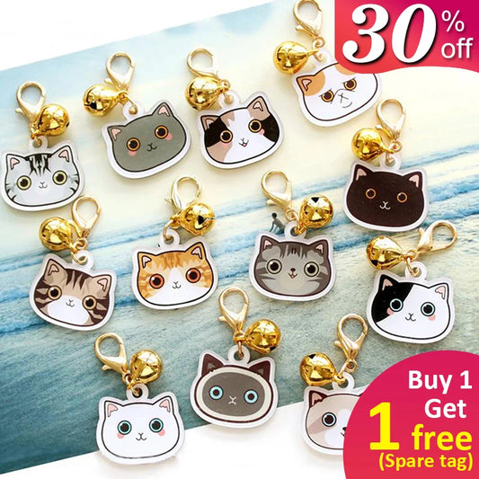 Personalized Cat Tag With Icon Handmade Acrylic ID Tag for Cats Collar Kitten Adorable Nameplate Pendent Pet Products