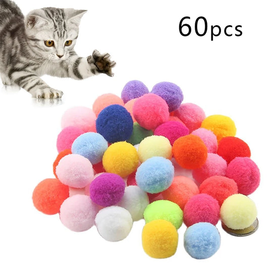 Colorful Plush Ball Cat Toys for cats Molar Bite Resistant Bouncy Interactive Funny Cat Balls Chew Toy Pet products Dropshipping
