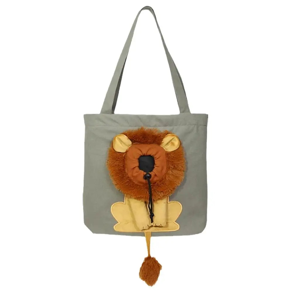 Shoulder bag with exposed head in the shape of a little Pet pet Home bag lion Cat tote bag Products bag outing canvas Puppy D3Q1
