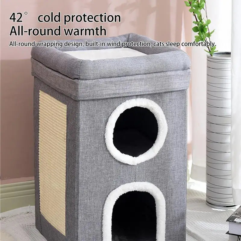 3Tier Cat Condo Washable Cat House Multifunctional Kitten Activity Center With Scratching Board Pet Product For Indoor Small Cat
