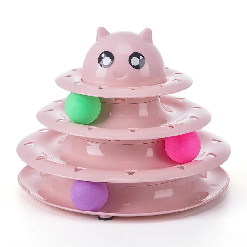 3 Levels Cats Toy Tower Tracks Cat Toys Interactive Cat Intelligence Training Amusement Plate Tower Pet Products Cat Tunnel